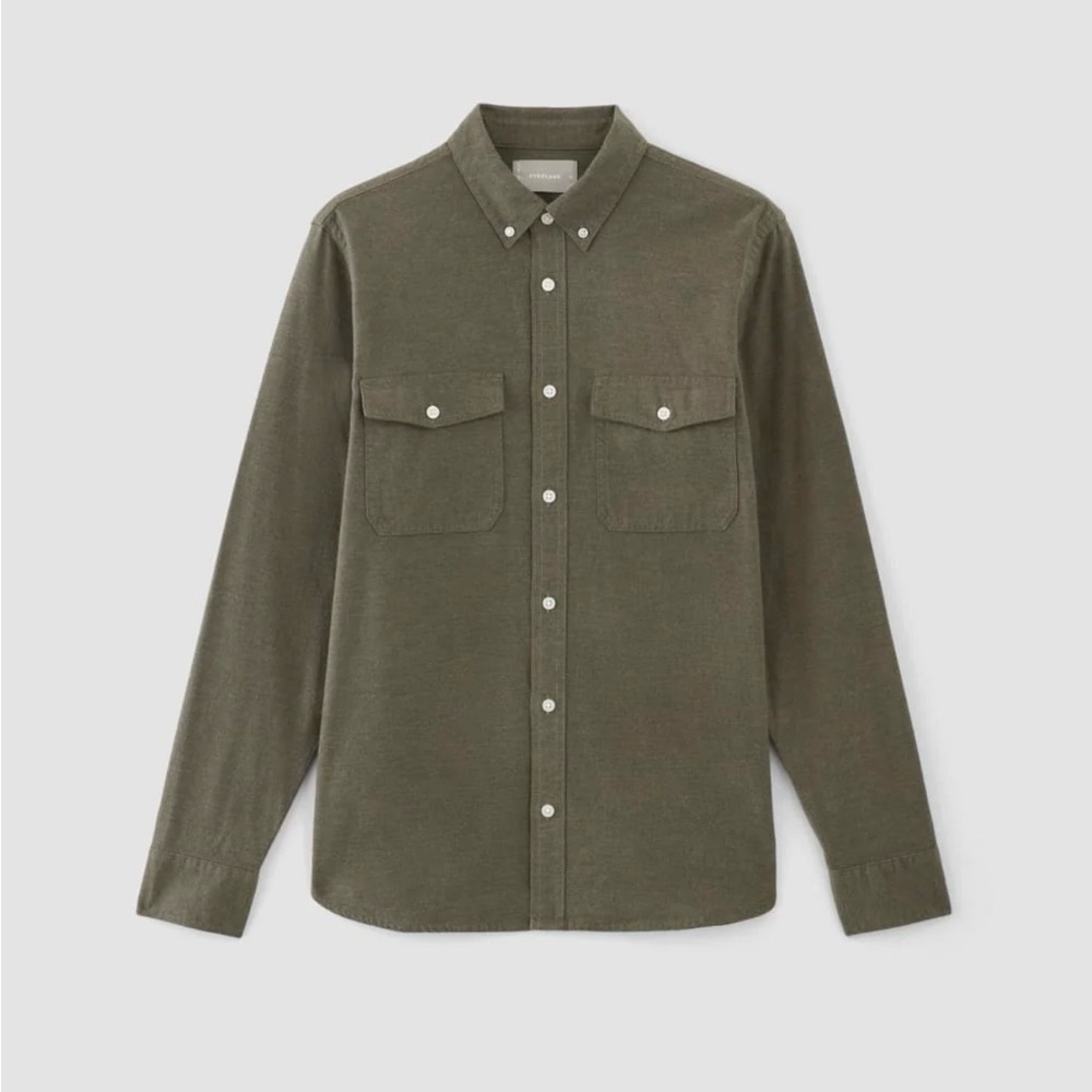 Everlane Men’s Brushed Flannel Dark Olive Shirt size Small (NWT)